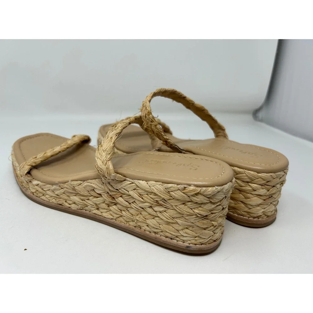 Splendid Diya Tan Braided Raffia Wedge Heel Espadrille Sandals Womens 11 Slip-on
